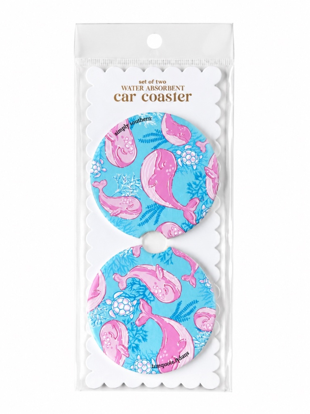 NWT Simply Southern "Whale & Sea Turtle" Car Coaster Set
